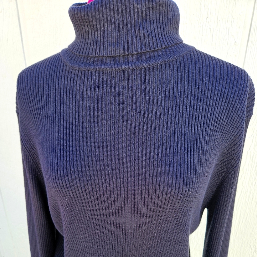 Sag Harbor Women's Ribbed Turtleneck Sweater - Black